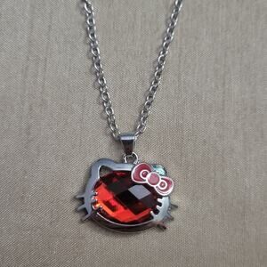 Sanrio Hello Kitty red & silver tone charm necklace